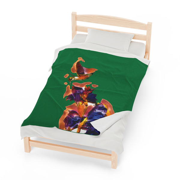 Hummingbird Violet Green Plush Blanket