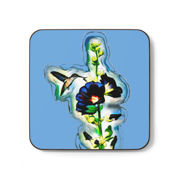 Hummingbird Standing Light Blue Hardboard Back Coaster