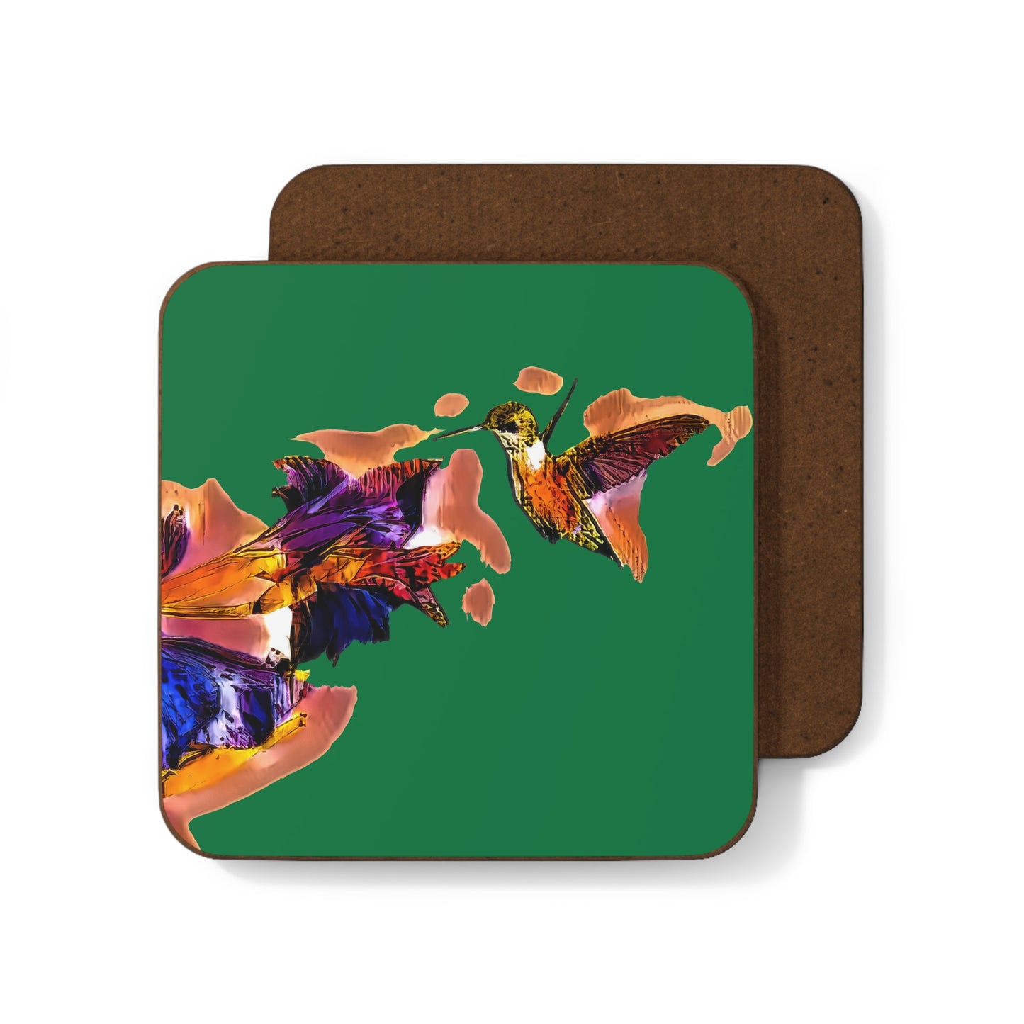 Hummingbird Violet Green Hardboard Back Coaster