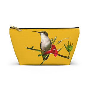 Hummingbird Red Bloom Yellow Accessory Pouch w T-bottom