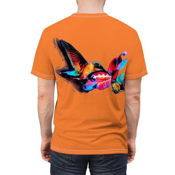 Unisex Cut & Sew Hummingbird Landing Orange Tee (AOP 1)