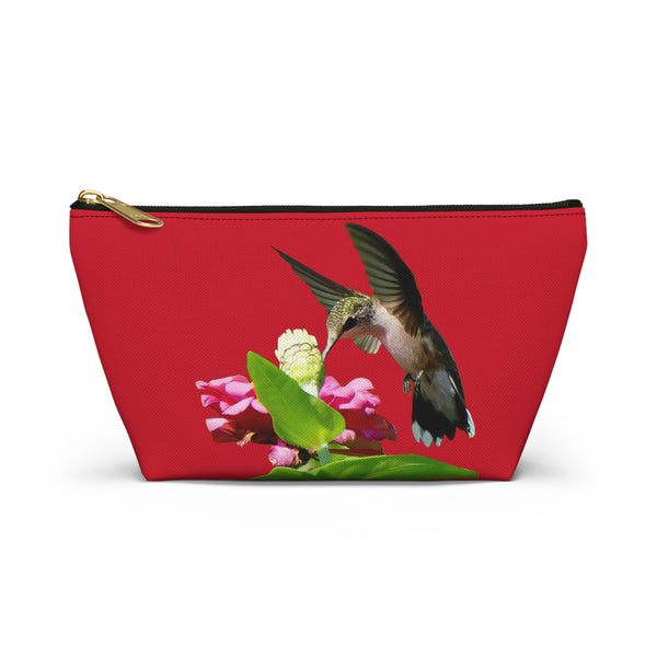 Hummingbird Wings Up Red Accessory Pouch w T-bottom