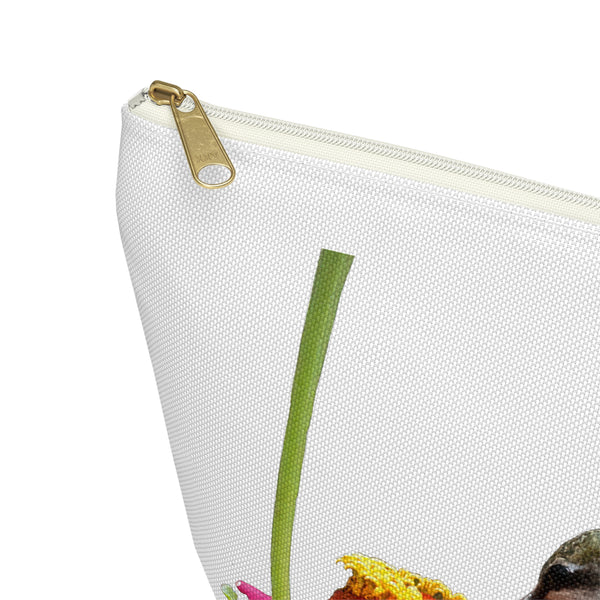 Hummingbird Zinnia Sip White Accessory Pouch w T-bottom