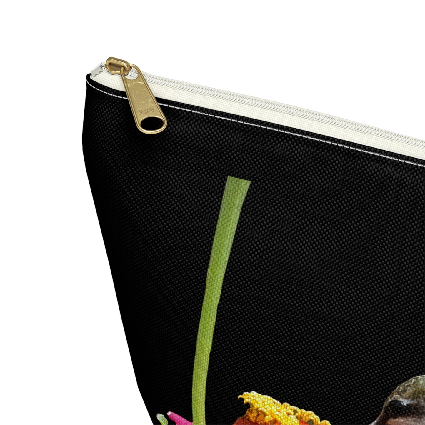 Hummingbird Zinnia Sip Black Accessory Pouch w T-bottom