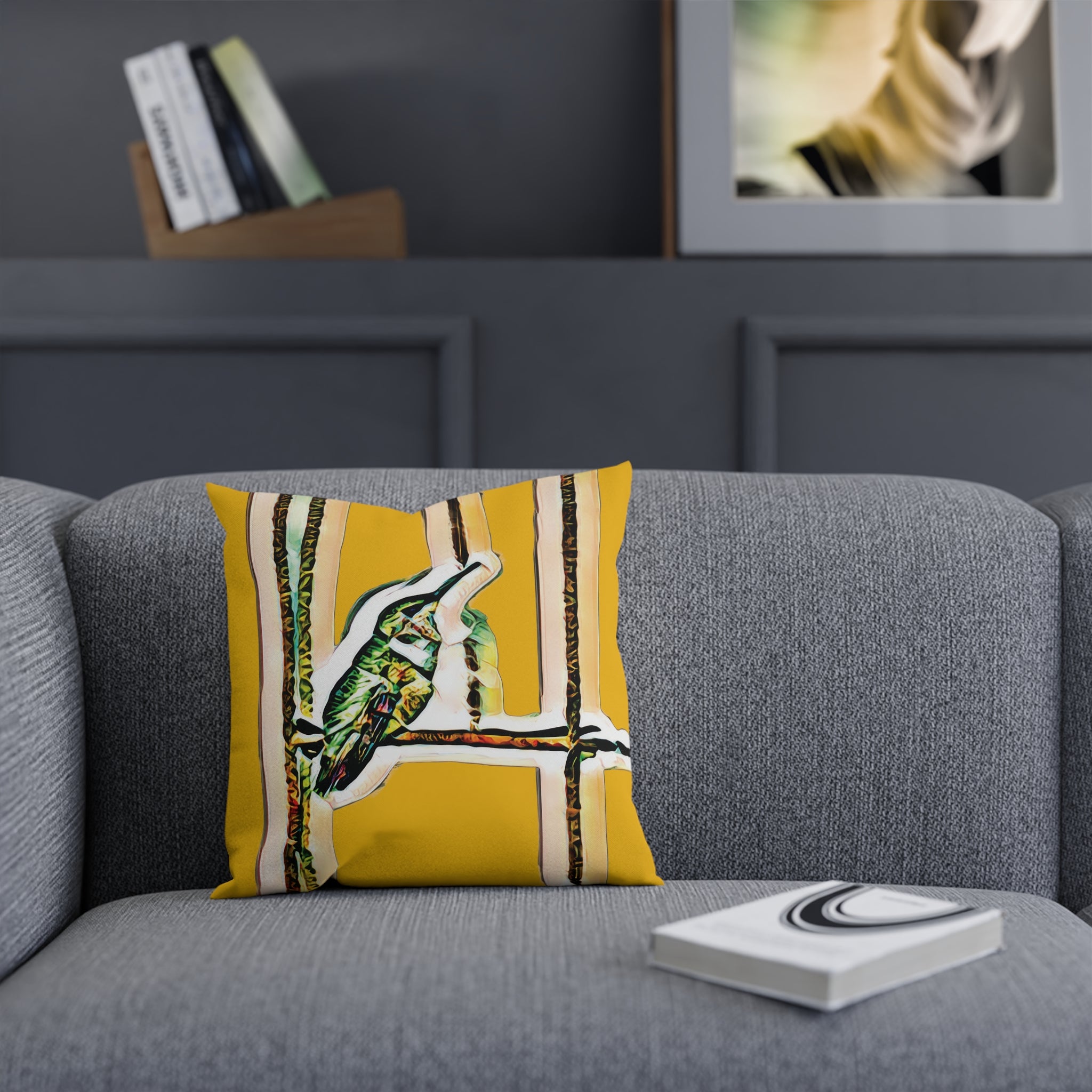 Hummingbird Emerald Yellow Cushion