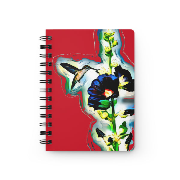 Hummingbird Standing Red Spiral Bound Journal