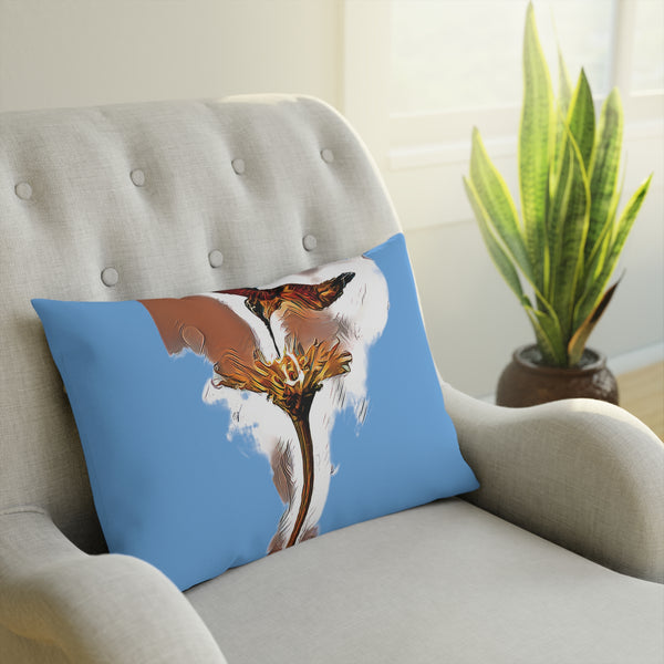 Hummingbird Flame Light Blue Cushion