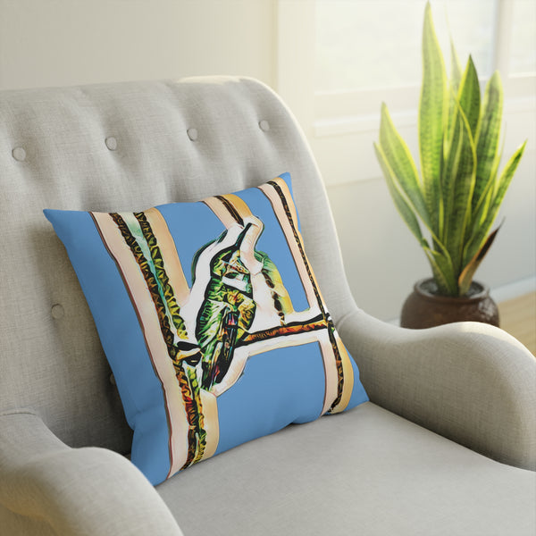 Hummingbird Emerald Light Blue Cushion