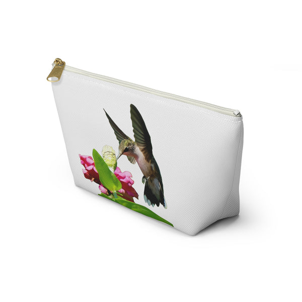 Hummingbird Wings Up White Accessory Pouch w T-bottom