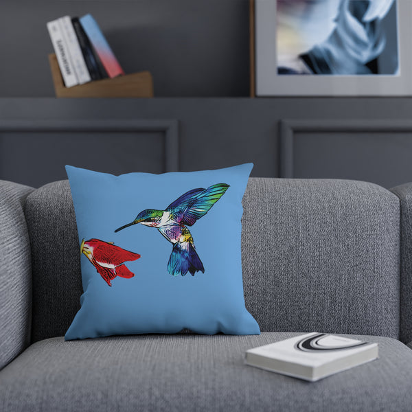 Hummingbird Sweet Light Blue Cushion