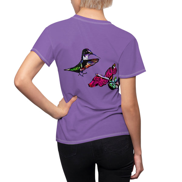 Women's Cut & Sew Hummingbird Bounce Purple Tee (AOP 1)