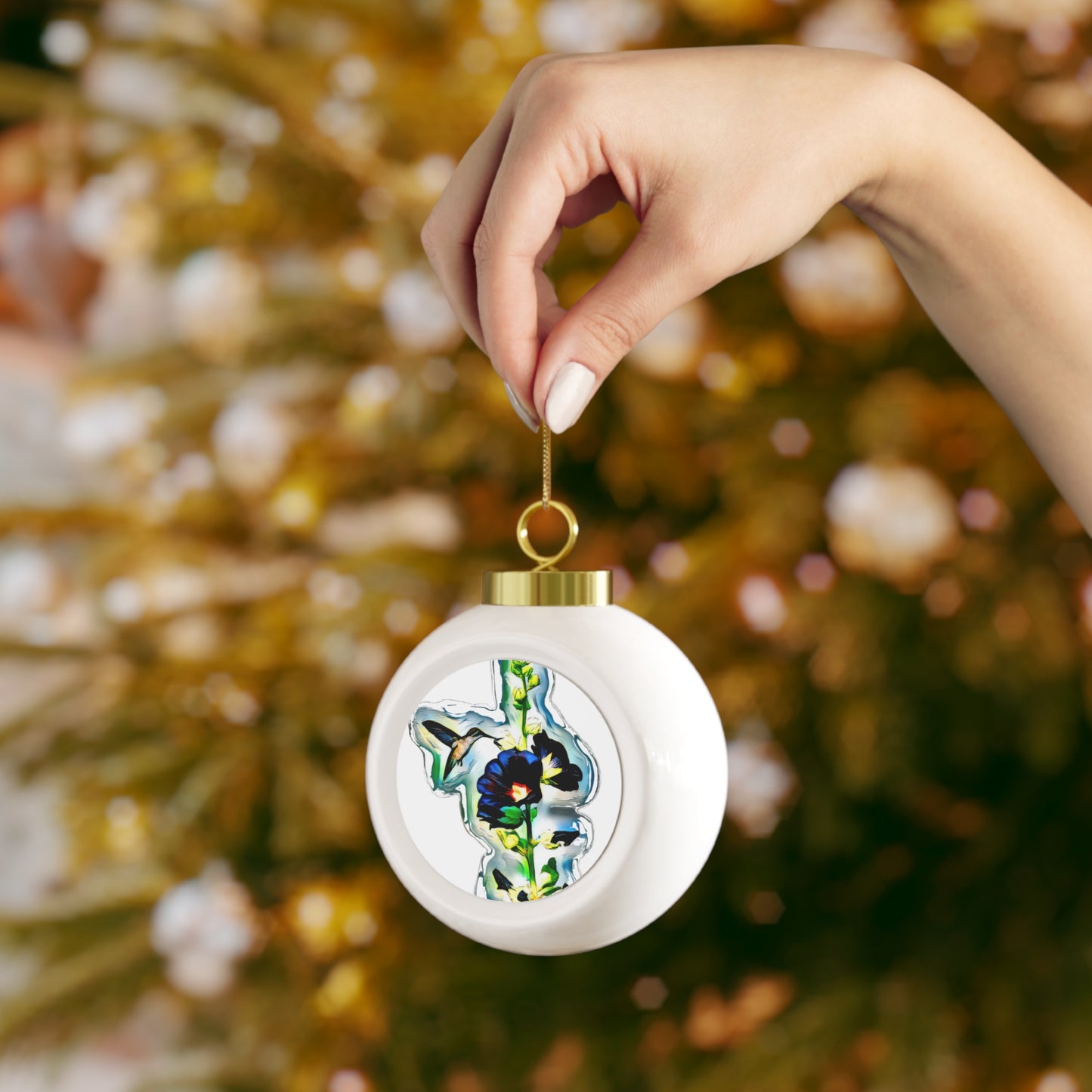Hummingbird Standing Ball Ornament