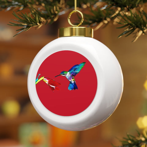 Hummingbird Sweet Red Ball Ornament