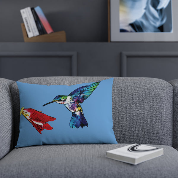 Hummingbird Sweet Light Blue Cushion