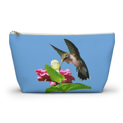 Hummingbird Wings Up Light Blue Accessory Pouch w T-bottom