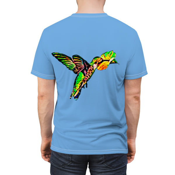 Unisex Cut & Sew Hummingbird Emerald Light Blue Tee (AOP 1)