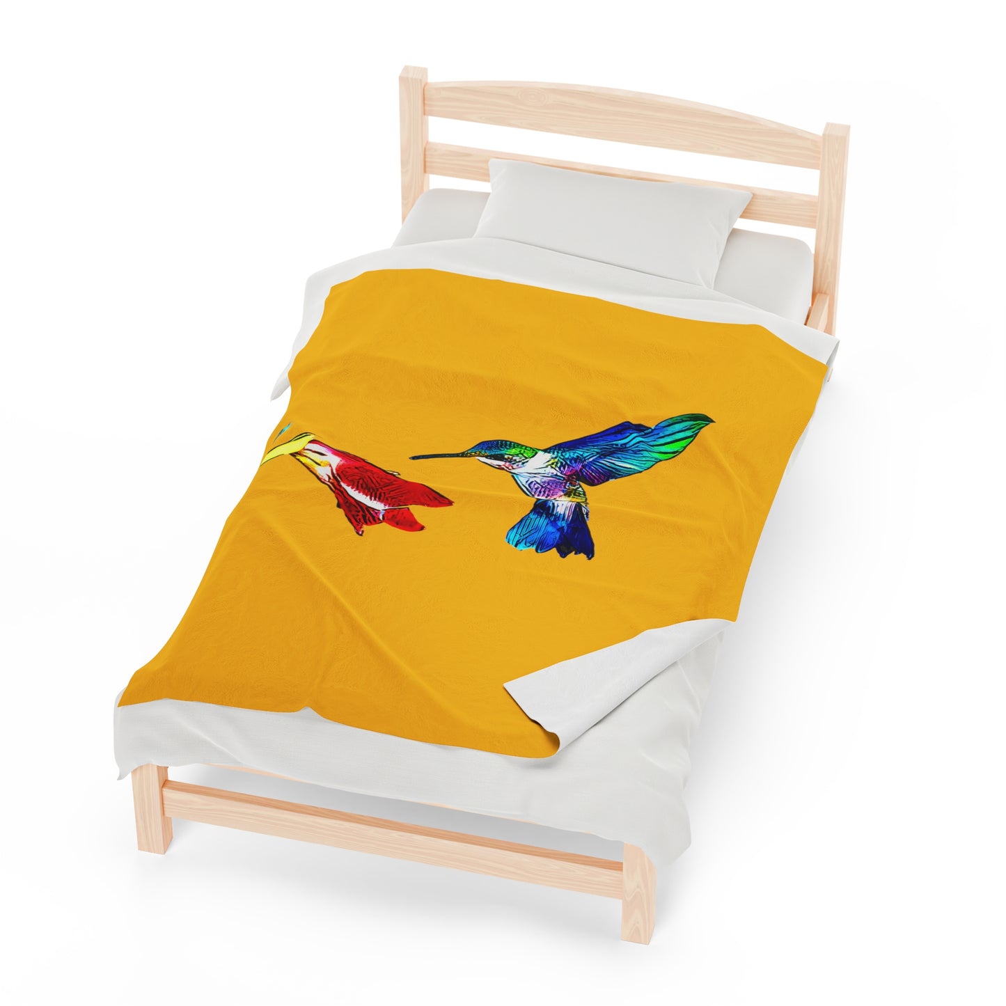 Hummingbird Sweet Yellow Velveteen Plush Blanket