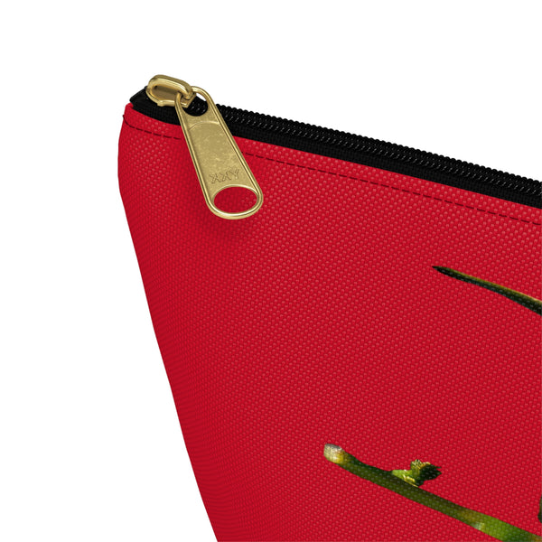 Hummingbird Red Bloom Red Accessory Pouch w T-bottom