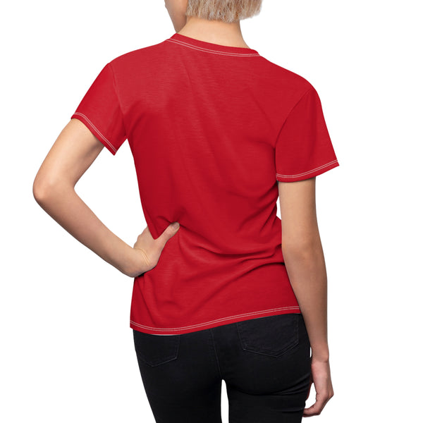 Women's Cut & Sew Hummingbird Wings Up Red Tee (AOP 1)
