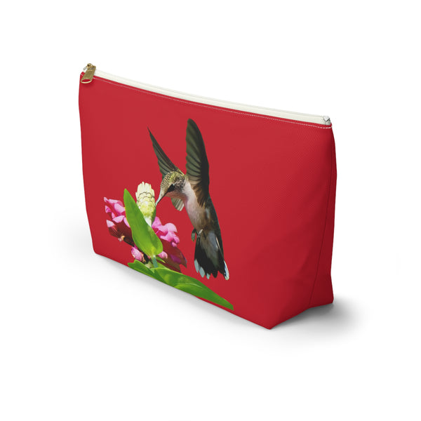 Hummingbird Wings Up Red Accessory Pouch w T-bottom