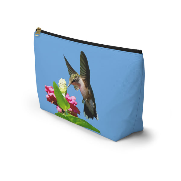 Hummingbird Wings Up Light Blue Accessory Pouch w T-bottom