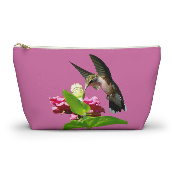 Hummingbird Wings Up Neat Pink Accessory Pouch w T-bottom