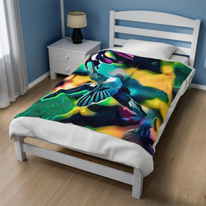 Hummingbird Salvia Velveteen Plush Blanket