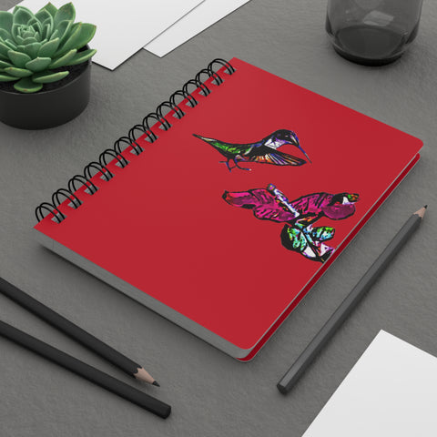 Hummingbird Bounce Red Spiral Bound Journal