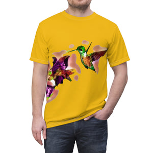 Unisex Cut & Sew Hummingbird Violet Yellow Tee (AOP 1)