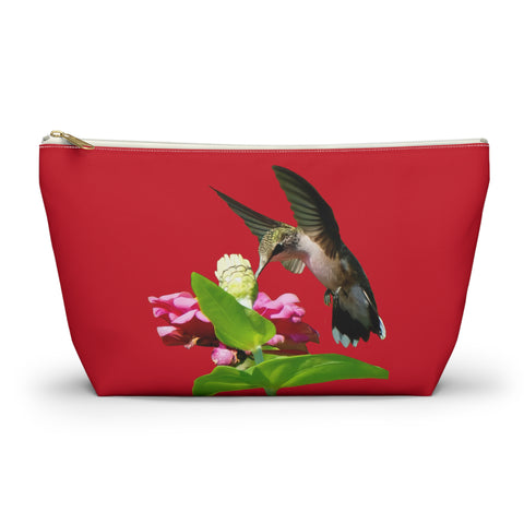 Hummingbird Wings Up Red Accessory Pouch w T-bottom