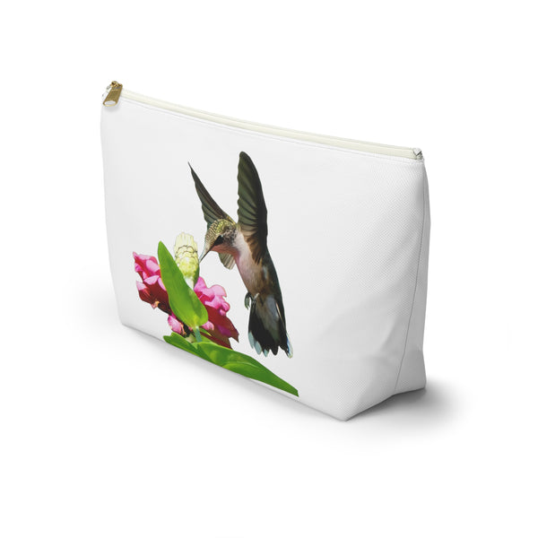 Hummingbird Wings Up White Accessory Pouch w T-bottom