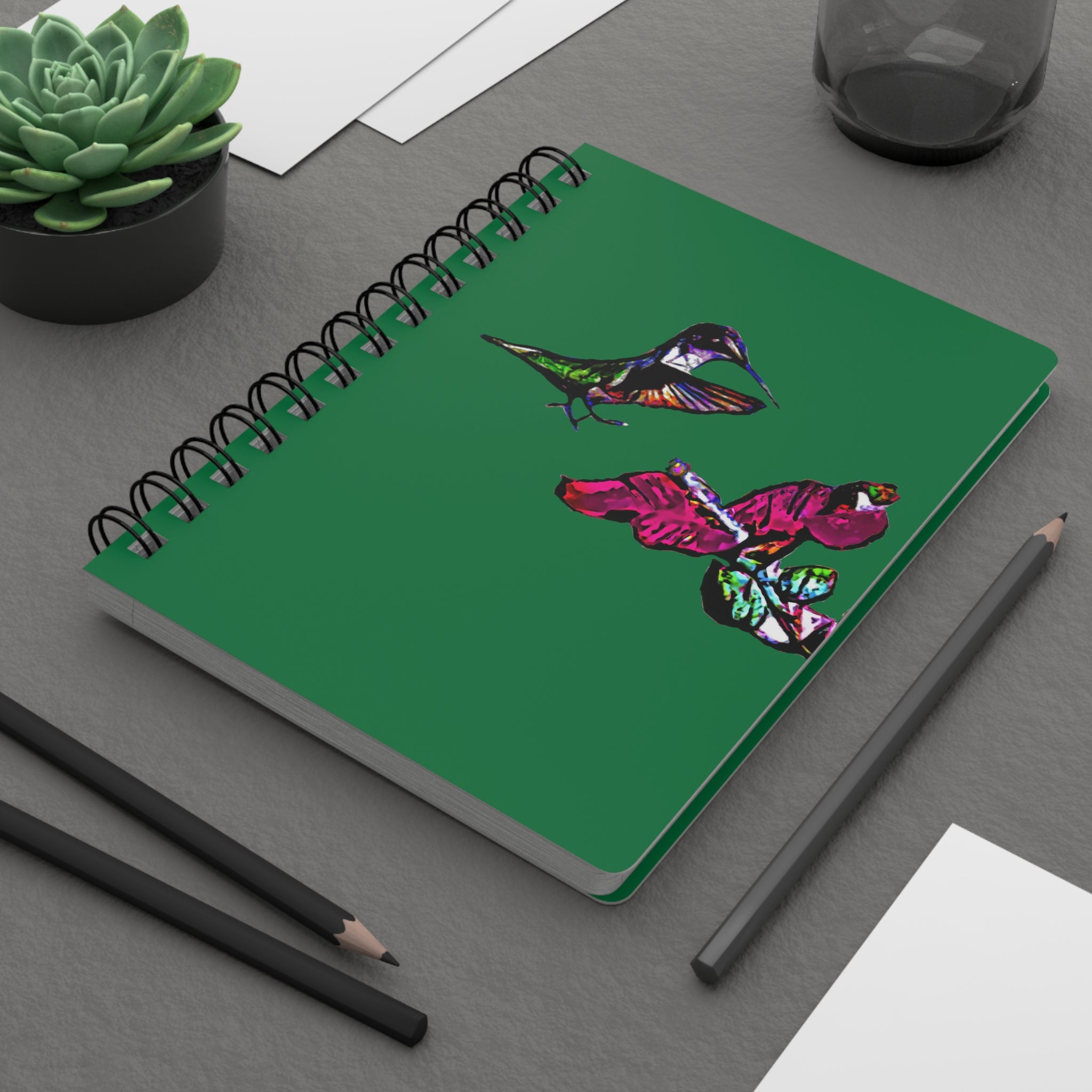 Hummingbird Bounce Green Spiral Bound Journal