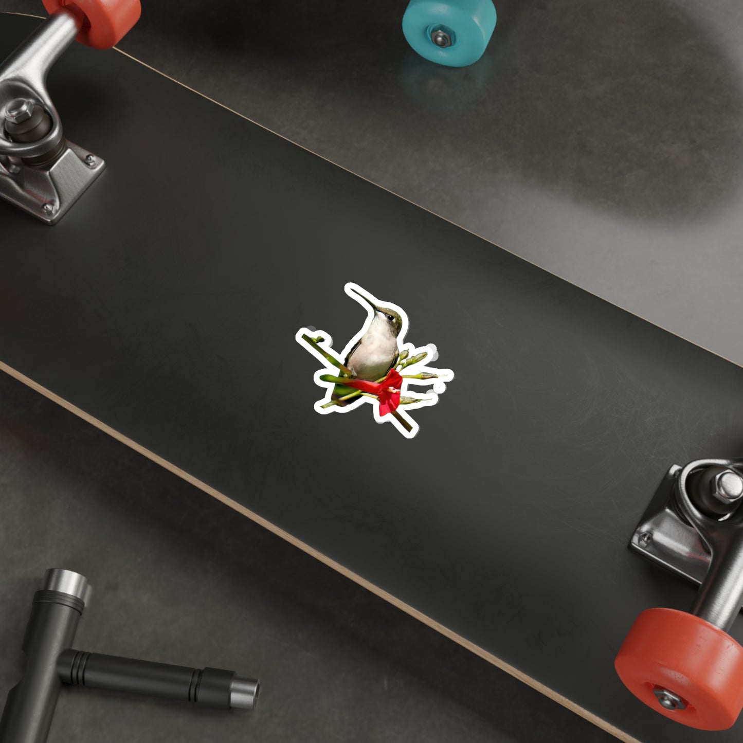 Hummingbird Red Bloom Die-Cut Stickers