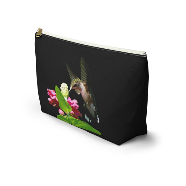 Hummingbird Wings Up Black Accessory Pouch w T-bottom