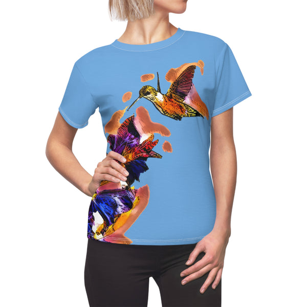 Women's Cut & Sew Hummingbird Violet Light Blue Tee (AOP 1)