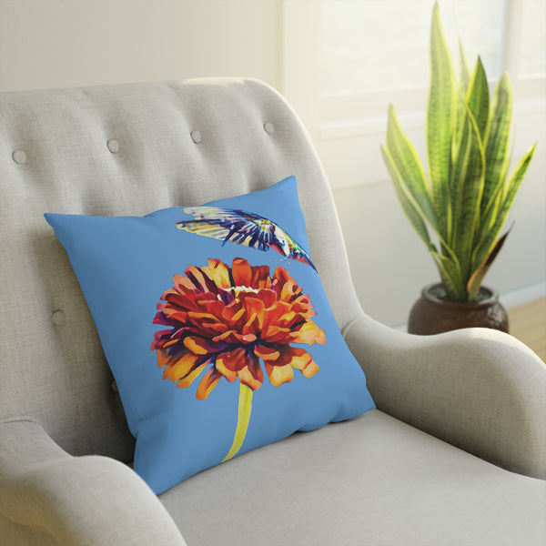 Hummingbird Wings Up Light Blue Cushion