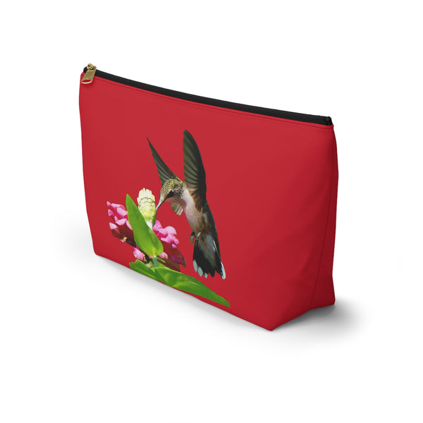 Hummingbird Wings Up Red Accessory Pouch w T-bottom