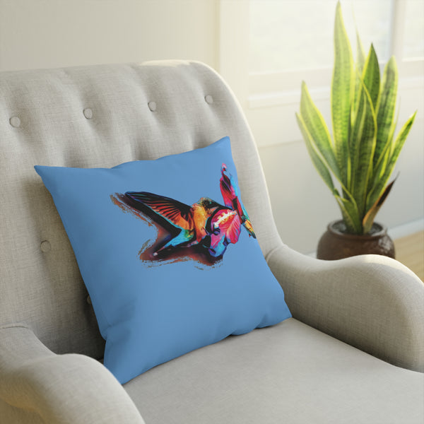 Hummingbird Landing Light Blue Cushion