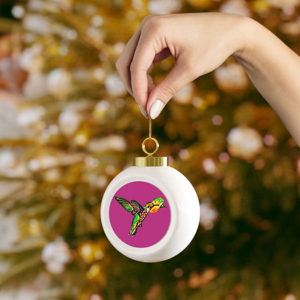 Hummingbird Emerald Sip Neat Pink Ornament