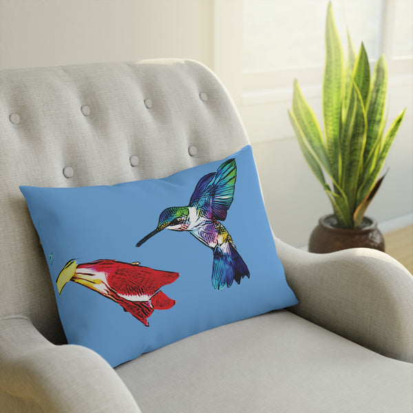 Hummingbird Sweet Light Blue Cushion