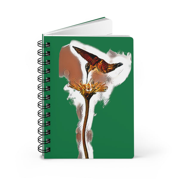 Hummingbird Flame Green Spiral Bound Journal