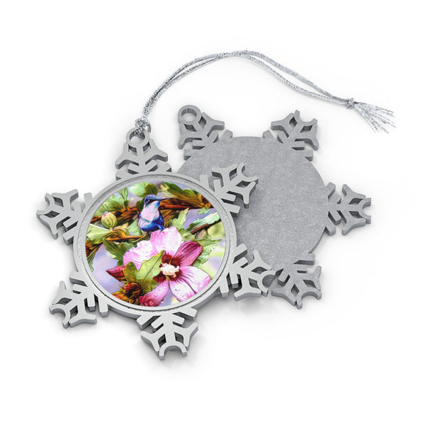 Hummingbird Heaven Drops Pewter Snowflake Ornament