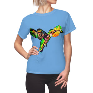 Women's Cut & Sew Hummingbird Emerald Light Blue Tee (AOP 1)