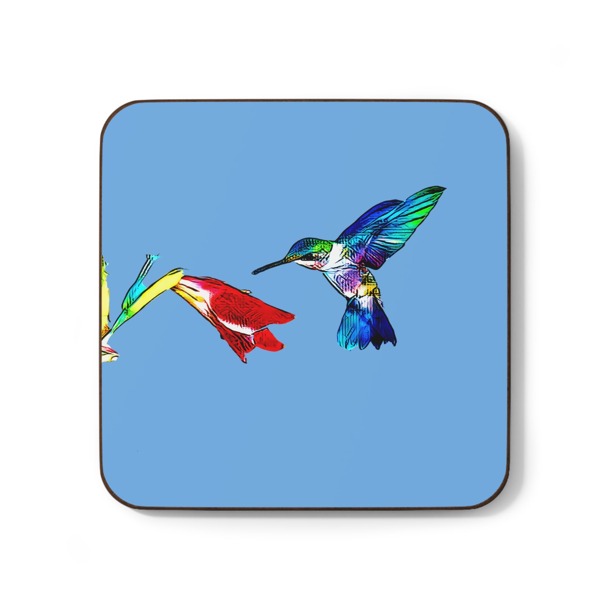 Hummingbird Sweet Light Blue Hardboard Back Coaster