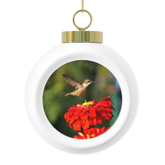 Bouncing Red Hummingbird Christmas Ball Ornament
