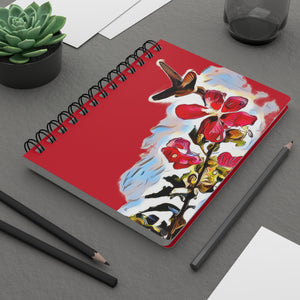 Hummingbird Red Rosa Red Spiral Bound Journal