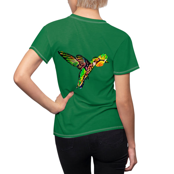 Women's Cut & Sew Hummingbird Emerald Green Tee (AOP 1)