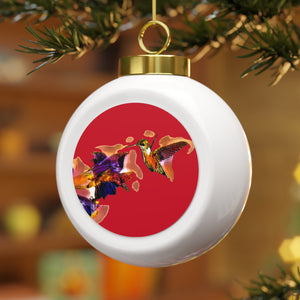 Hummingbird Violet Red Ball Ornament