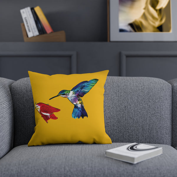 Hummingbird Sweet Yellow Cushion