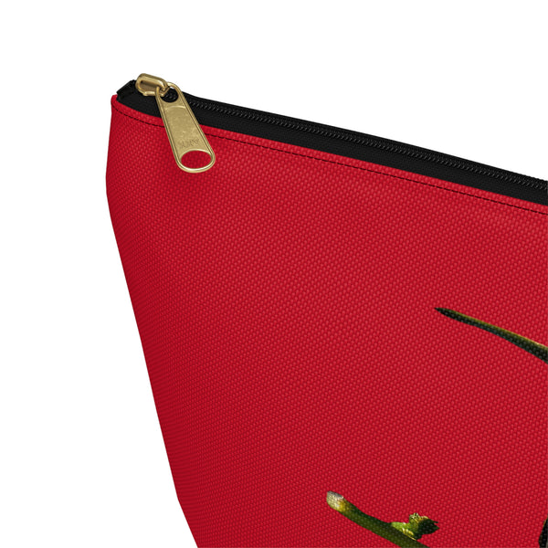 Hummingbird Red Bloom Red Accessory Pouch w T-bottom